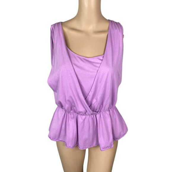 Garnet Hill Tops - Garnet Hill Pastel Purple Layered Surplice Peplum Tank Top SZ S